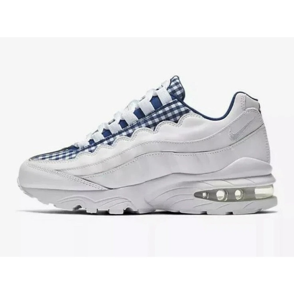 Big Kids Size 5Y- Nike Air Max 95 QS GS  White Blue Running Shoes AH3808-101 NEW